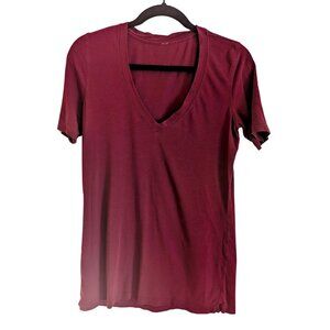 lululemon Love Tee Short Sleeve V Neck Size 6 Red Cotton Blend